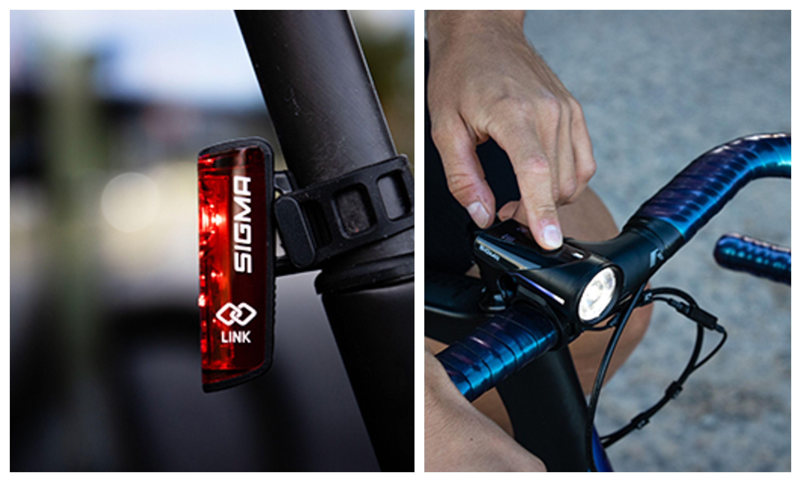 Así es el set de  luces conectadas  AURA 100   BLAZE LINK de SIGMA SPORT
