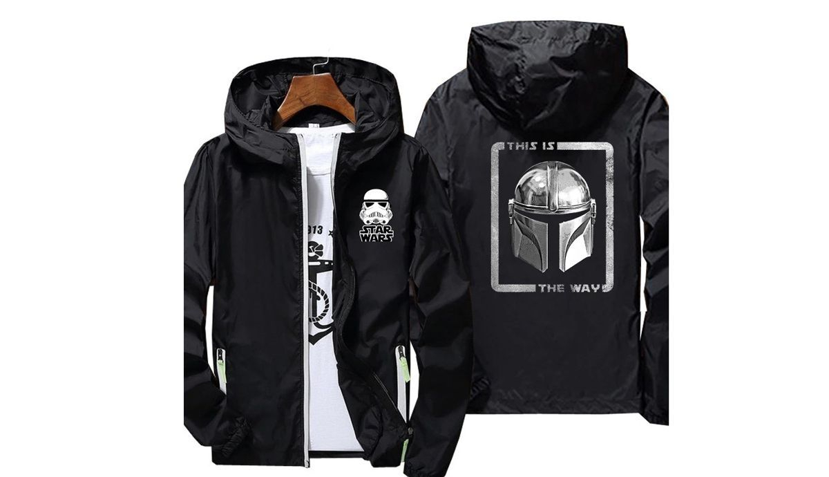 Chaqueta deportiva informal de Disney Star Wars ropa de calle con cuello ajustado cortavientos estampado Q90 