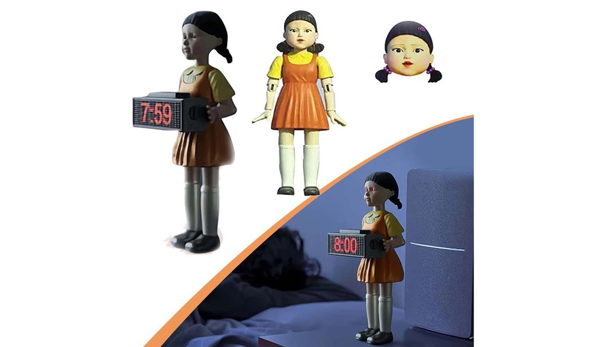 Juego de calamar electr nico reloj despertador con balas de fuego