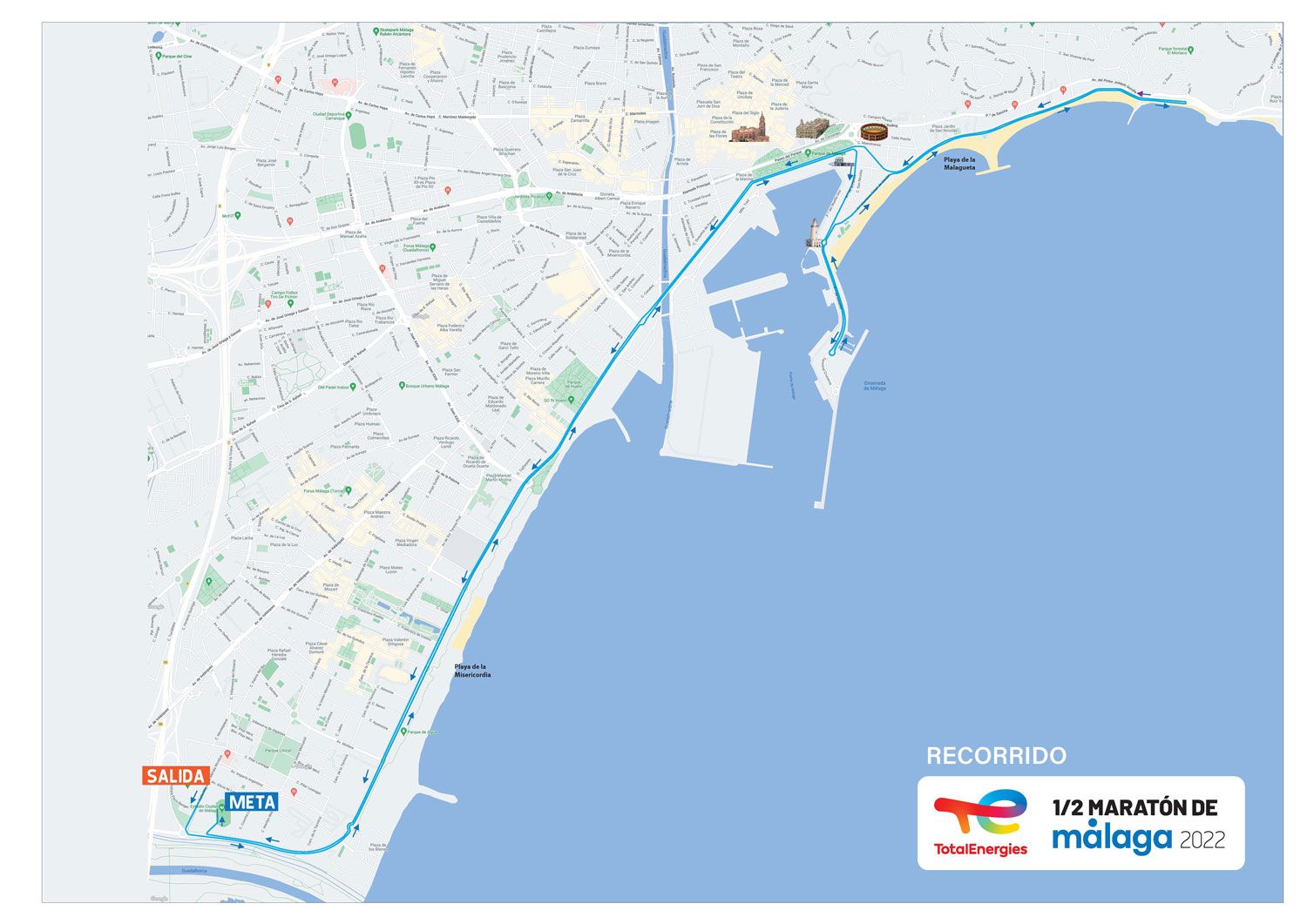 Nuevo recorrido del TotalEnergies Medio Maratón Ciudad de Málaga