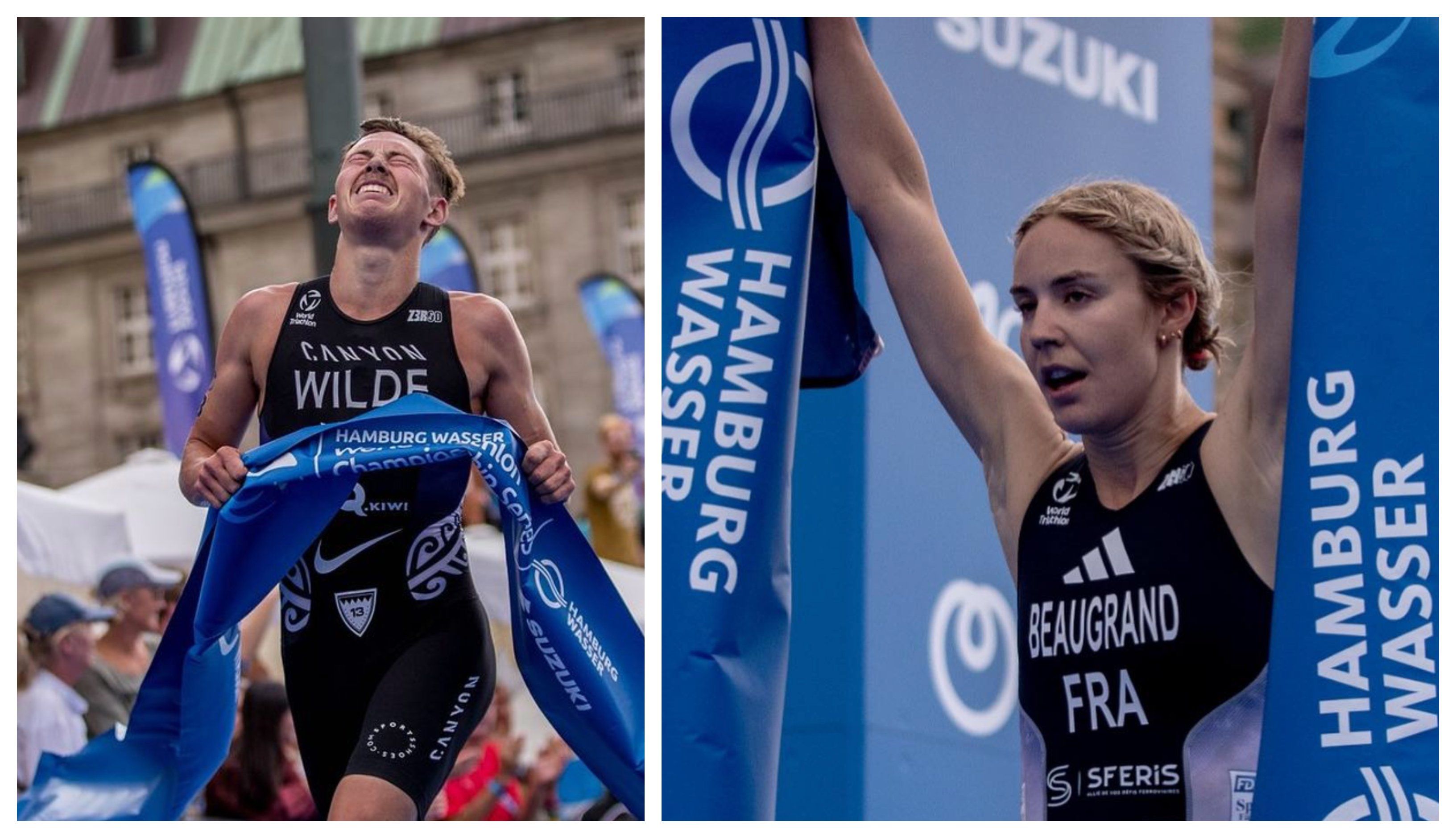 Hayden Wilde y Cassandre Beaugrand, campeones del mundo de Triatlón Super Sprint en Hamburgo