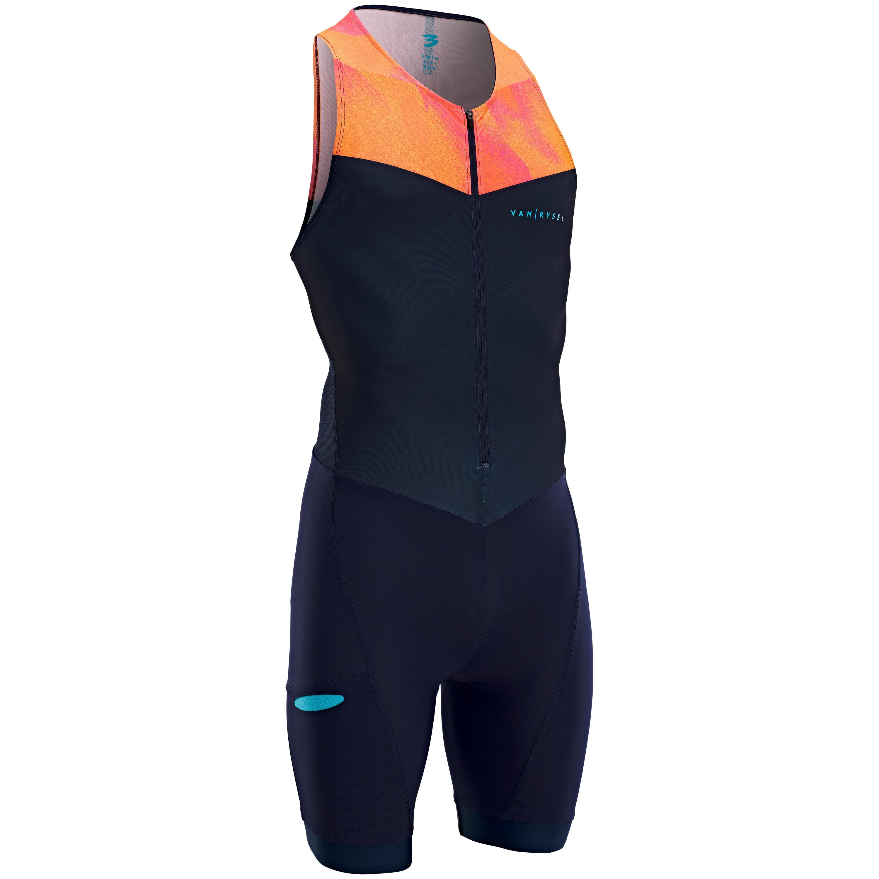 tritraje triatlon sd hombre azul marino naranja corta distancia