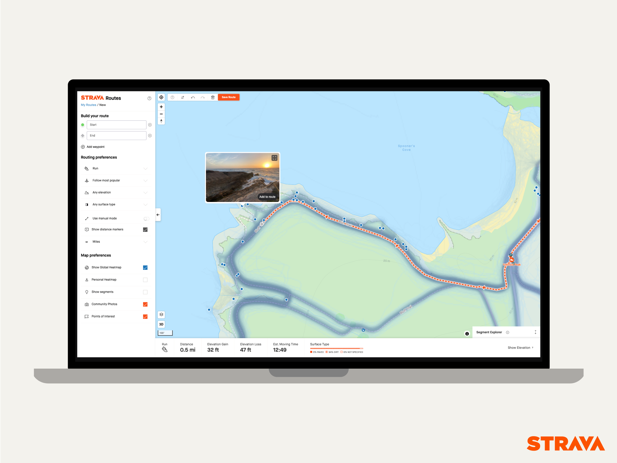 Online Route Builder de Strava.