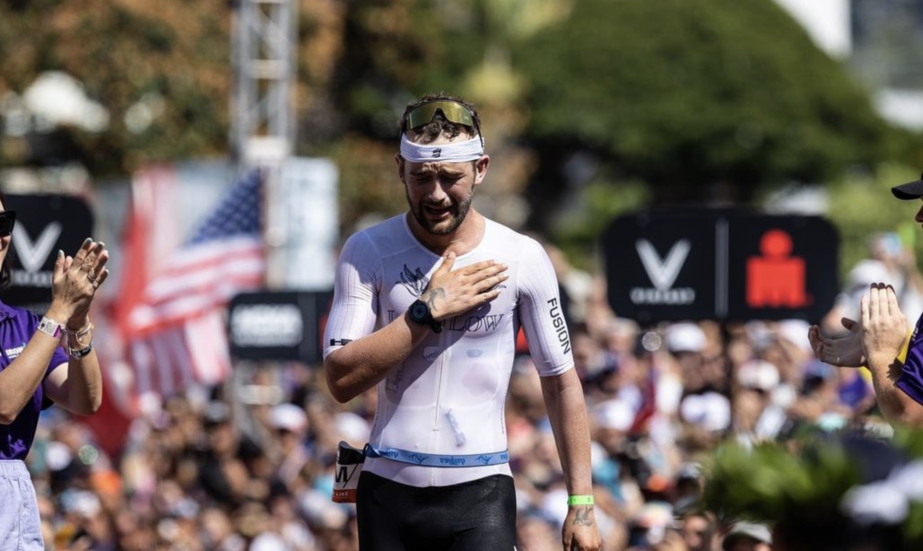 Así visualiza el Mundial IRONMAN de Niza de este domingo el francés Sam Laidlow, subcampeón en Kona el pasado mes de octubre.