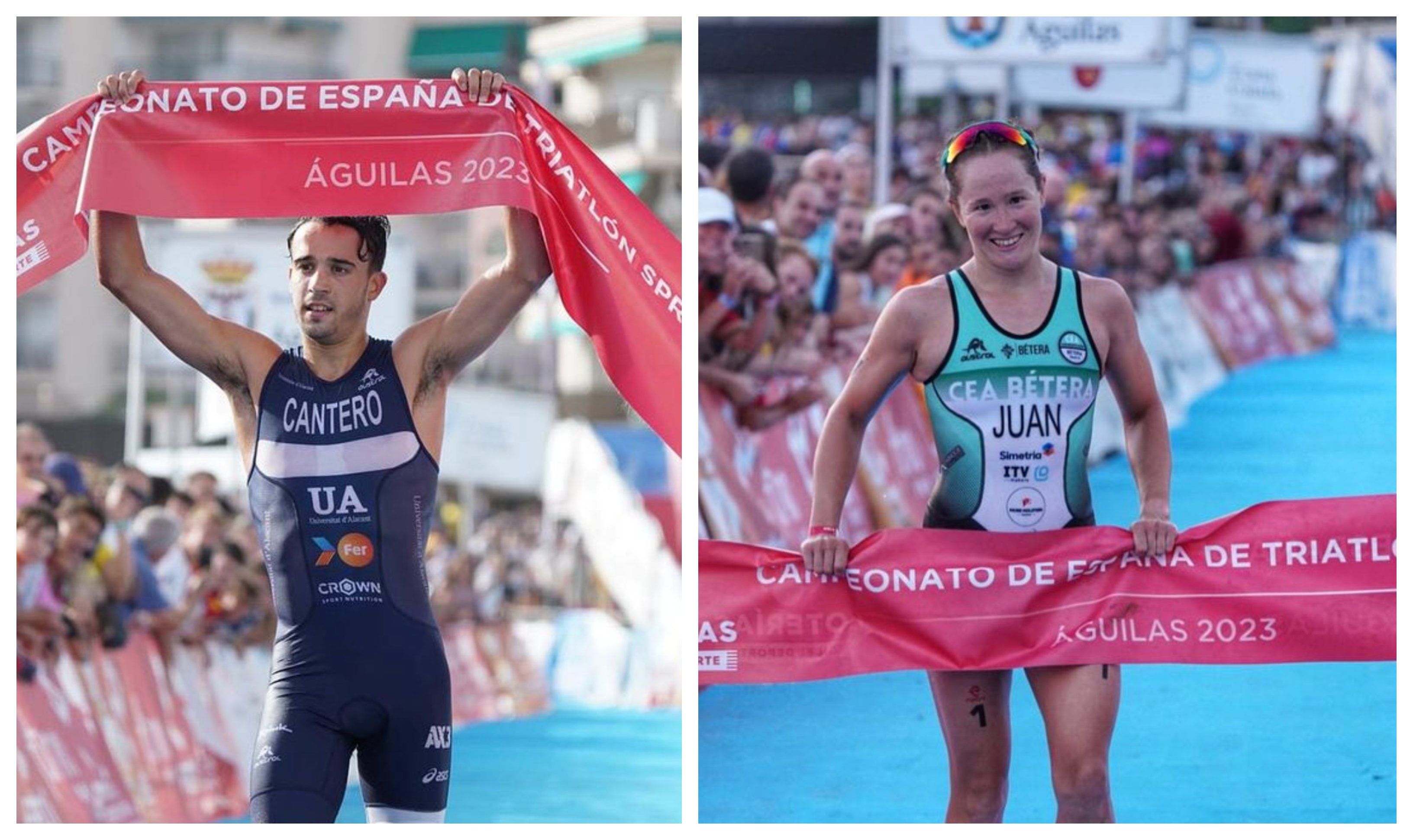 Noelia Juan y David Cantero, campeones de España de Triatlón Sprint 2023 en Águilas