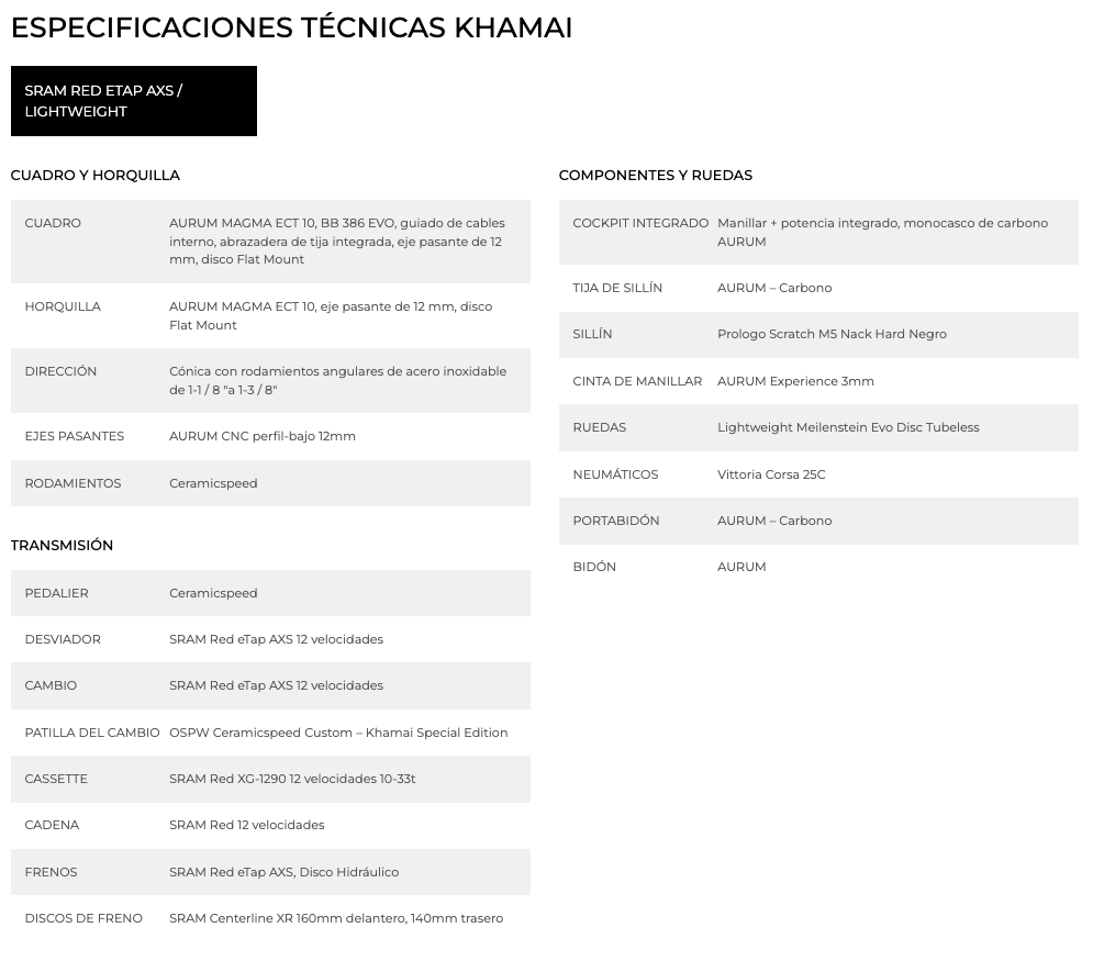 Especificaciones Khamai ES