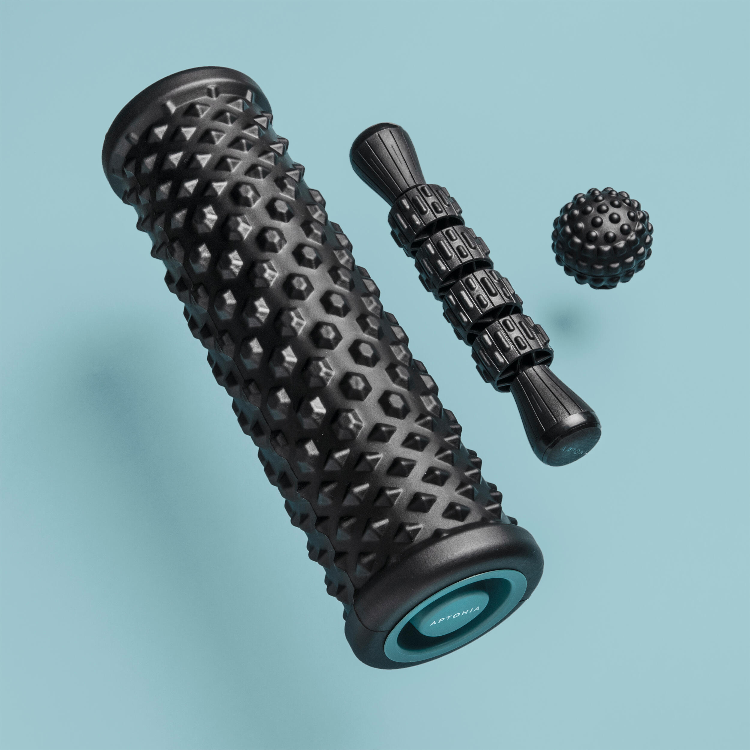 kit de masaje foam roller pelota y baston de masaje