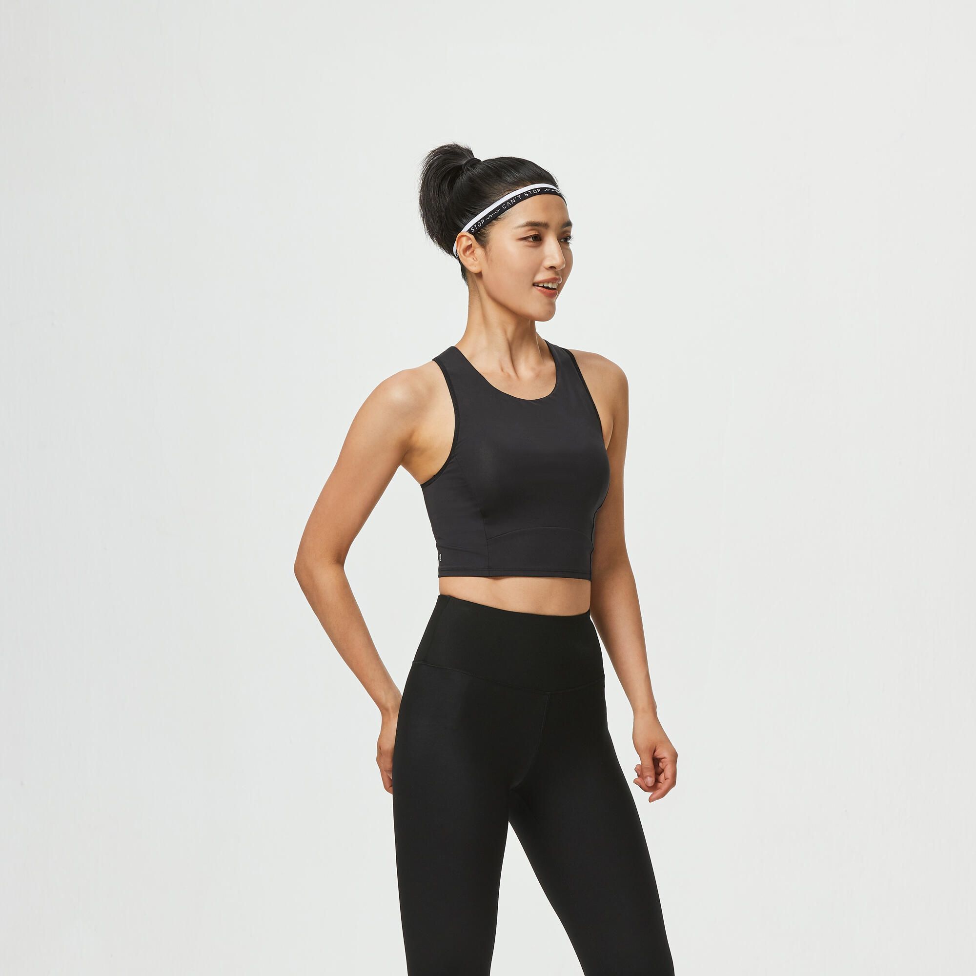 leggings mallas fitness largas talle alto mujer domyos negro