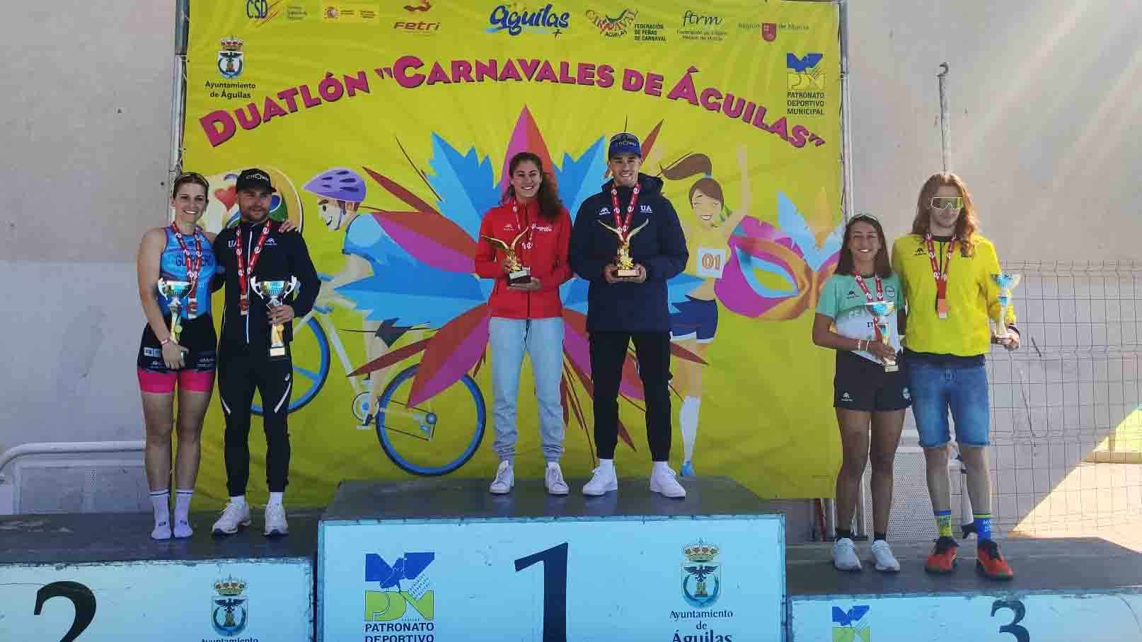 Marta Pintanel y David Cantero ganan el primer clasificatorio para el Nacional de Duatlón de Águilas.