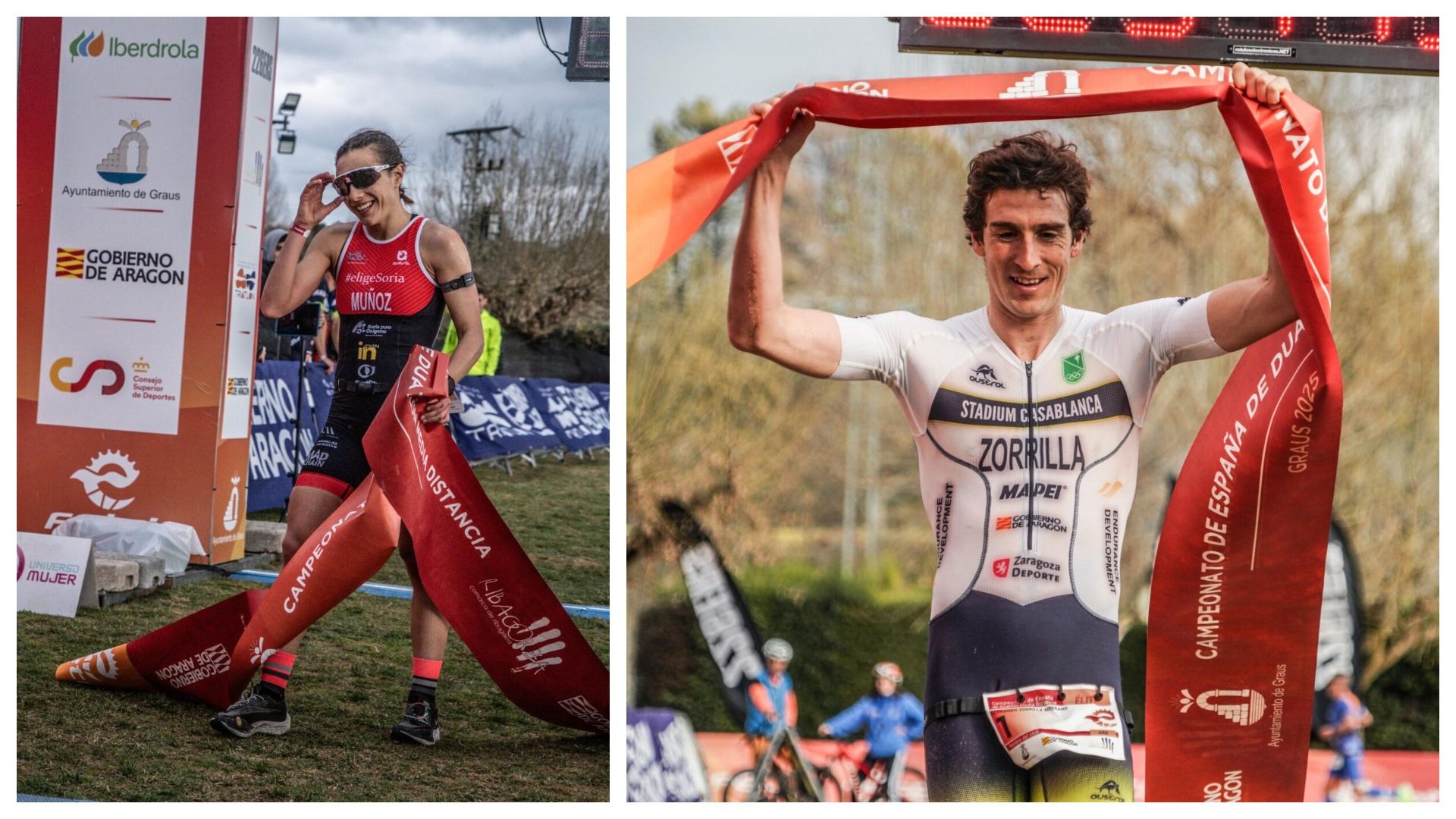 Marina Muñoz y Fernando Zorrilla ganan el Campeonato de España de Duatlón Media Distancia