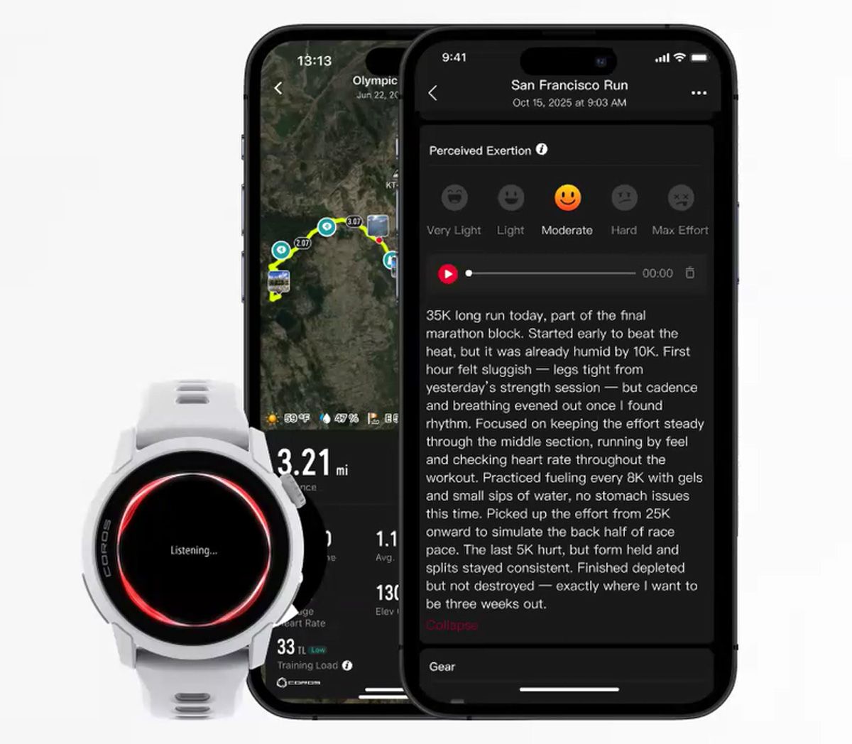 El COROS Pace 4 graba tus notas de voz y las transcribe a texto