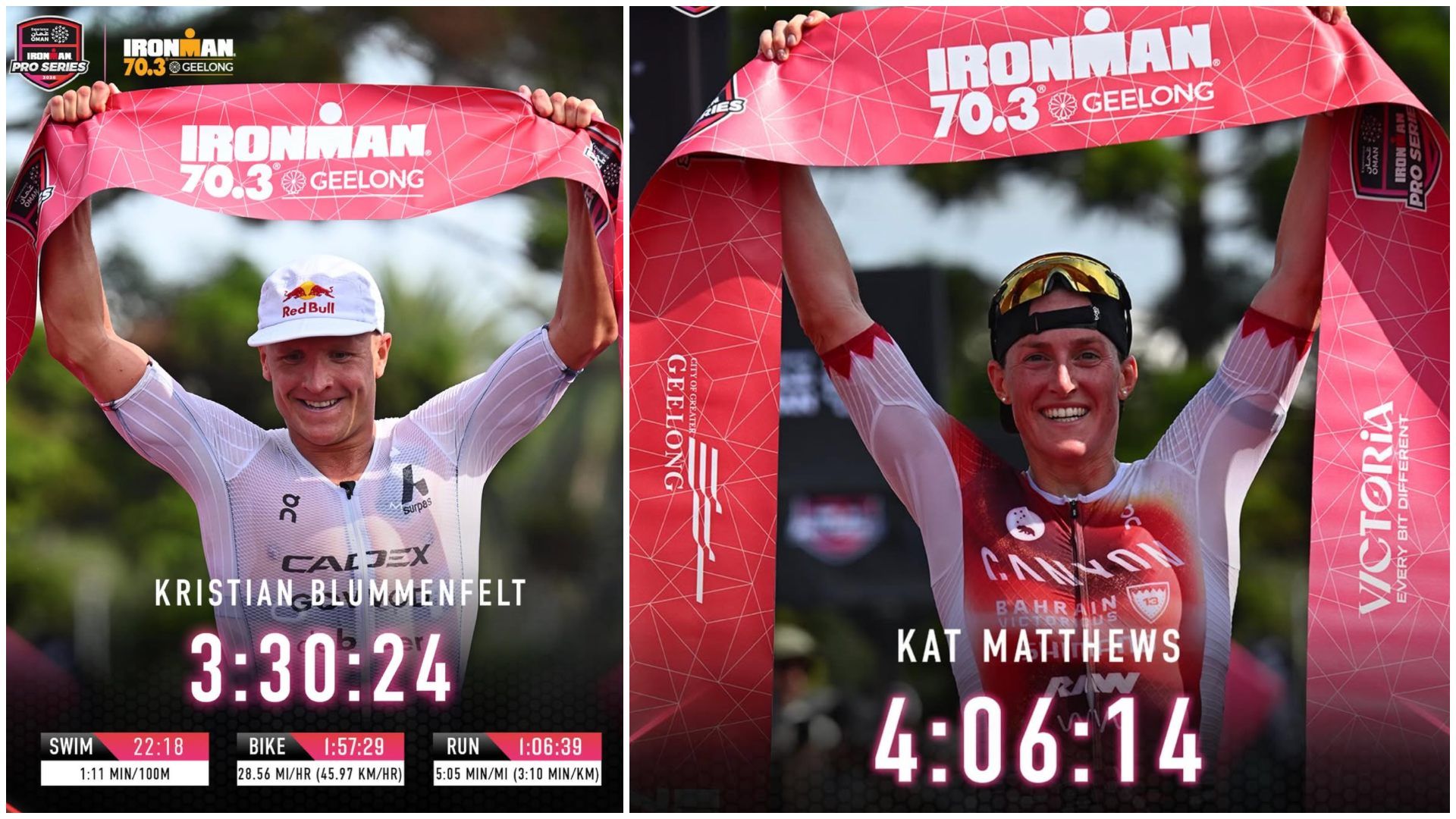 Kristian Blummenfelt corre en 1 06 39 para ganar el IRONMAN 70.3 de Geelong.