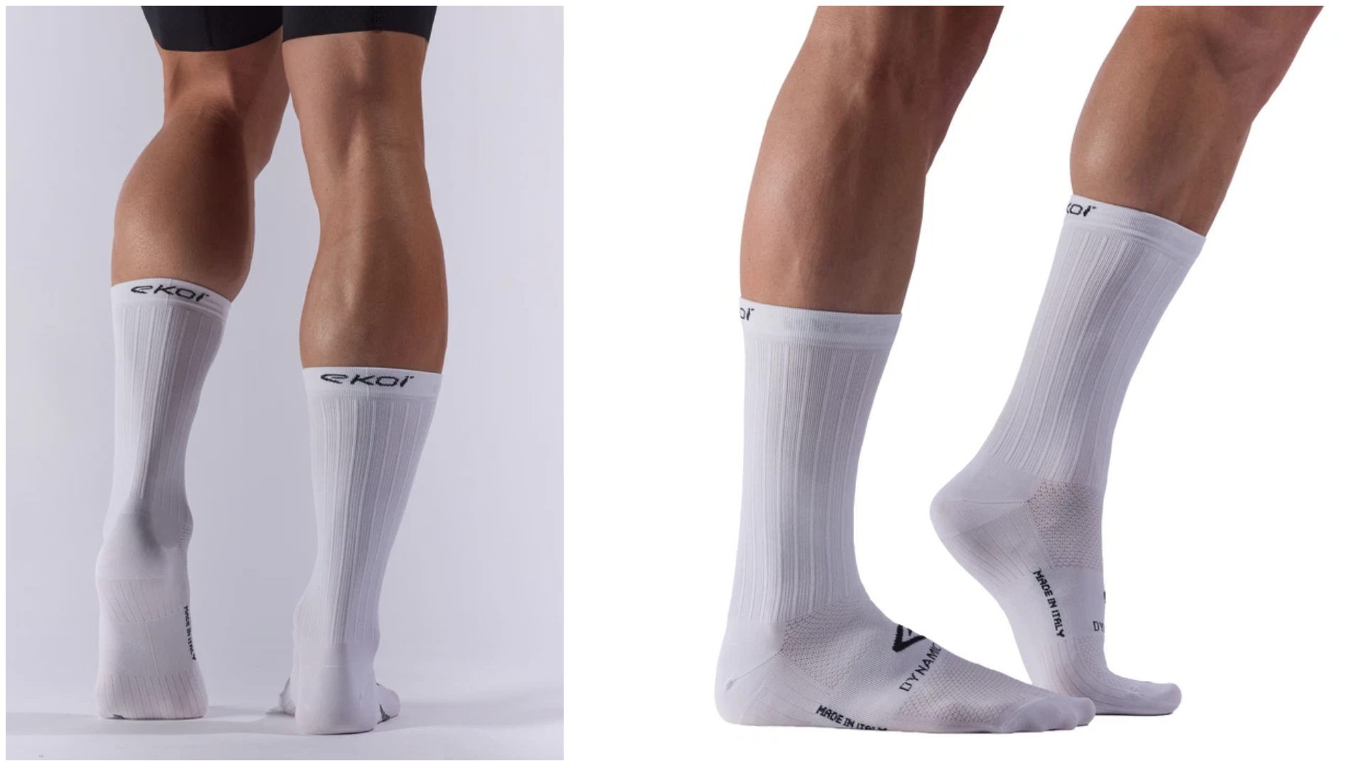 Calcetines de ciclismo EKOI Perf DYNAMIC LINE 18 cm Blancos.