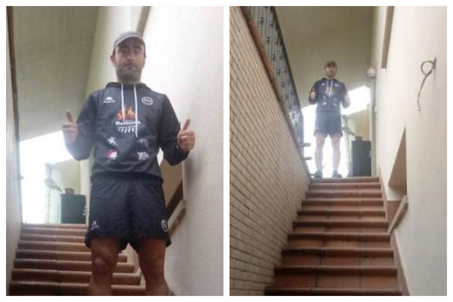 Un triatleta navarro "escala" el Everest... ¡¡en los 19 peldaños de la escalera de su casa!!