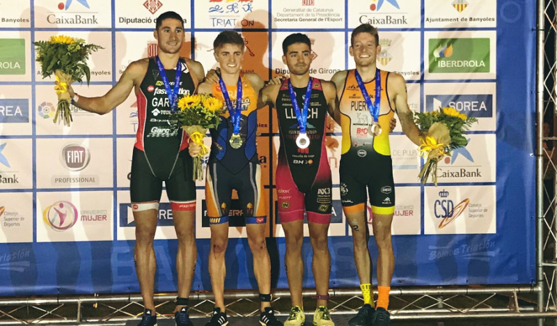 Podio de la prueba élite masculina del Campeonato de España Sprint 2018.