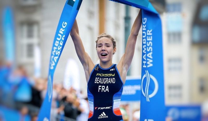 Cassandre Beaugrand, en la llegada de la prueba de las Series Mundiales de Hamburgo.