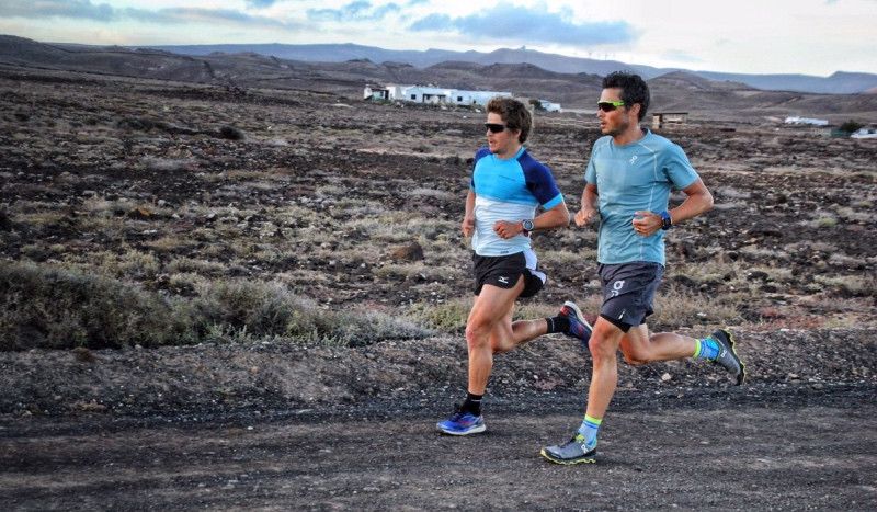 Noya y Dapena, entrenando juntos en Lanzarote.