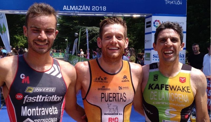 Los tres primeros clasificados del Campeonato de España de Duatlón Cross 2018.