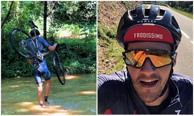 Jan Frodeno, probando su bici de gravel (Canyon Grail).