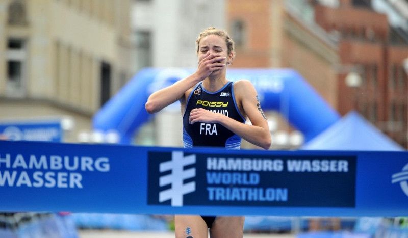 Cassandre Beaugrand, en la llegada de la prueba de las Series Mundiales de Hamburgo 2018.