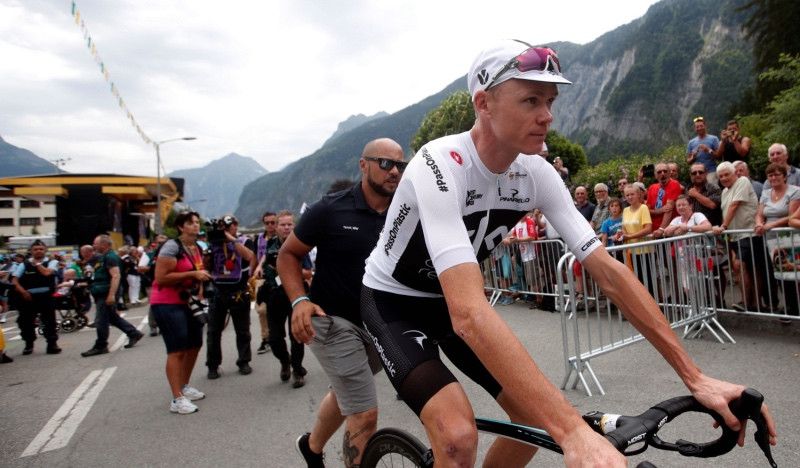 Chris Froome, en la zona de meta, después de una etapa del Tour de Francia.