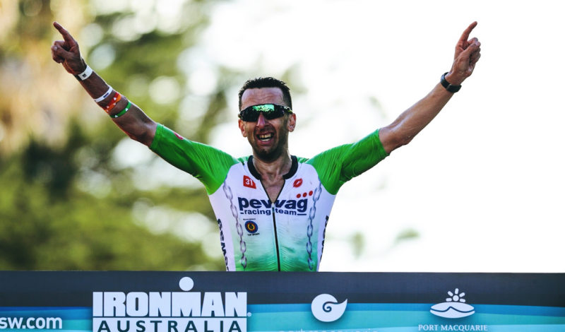 Marino Vanhoenacker, en la llegada del Ironman de Australia 2018.