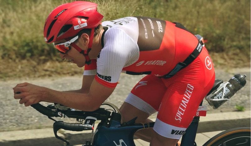 Pablo Dapena, en el segmento de ciclismo del Challenge de Praga.