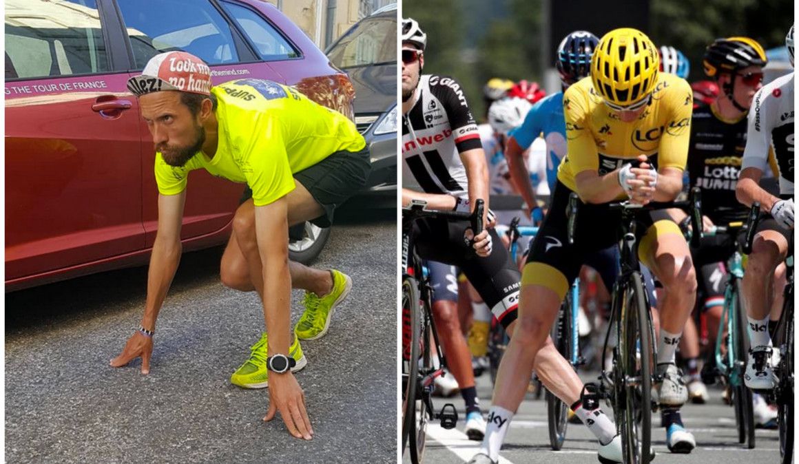 Hace el Tour de Francia... ¡corriendo!
