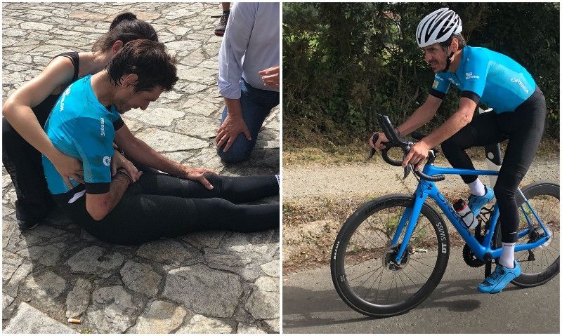 Azparren hace el Camino de Santiago en menos de 24 horas pero acaba con la clavícula rota