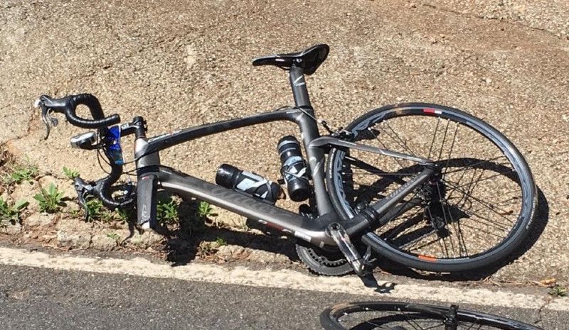 Así quedó la bicicleta después del impacto.