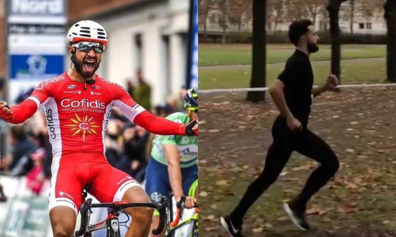 El sprinter Nacer Bouhanni también corre a pie... muy rápido