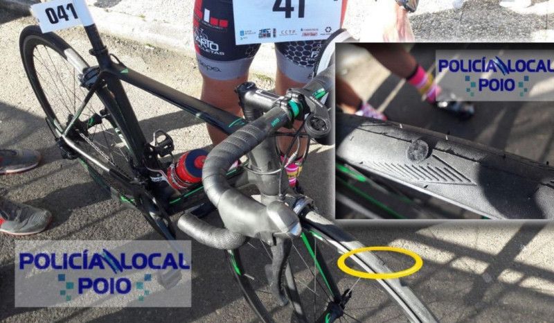 Sabotean el Duatlón de Poio colocando chinchetas en el recorrido 