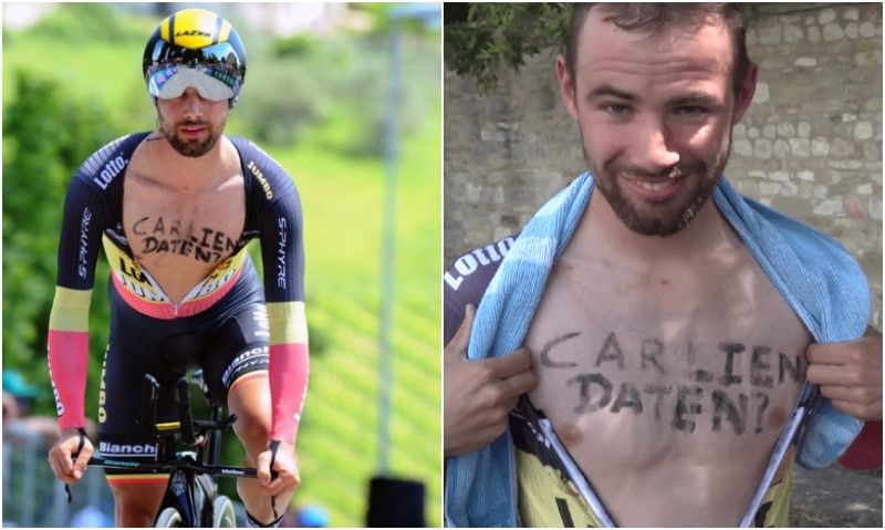 El nuevo recordman de la hora le pidió cita a una triatleta en plena crono del Giro 