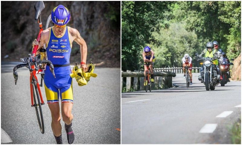 El triatleta que corrió 20 km con la bici al hombro vuelve a la carga en el Triatlón de Cannes
