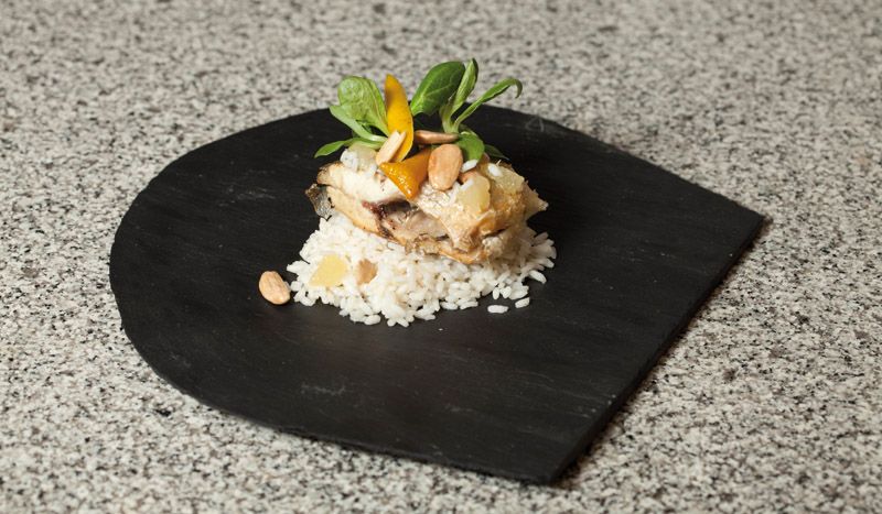 Papillote de Dorada con arroz Basmati al limón y almendras