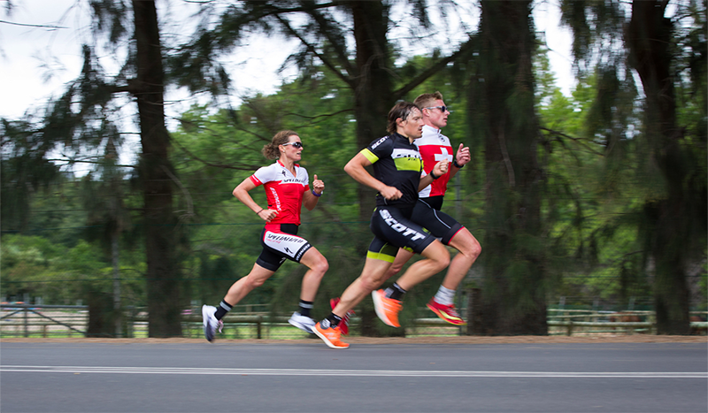 Kienle, Duffy y Burguer, tras su transición a la carrera a pie.