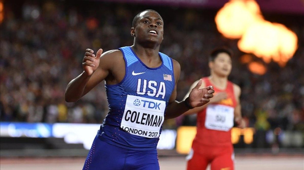 Coleman, tras alzarse con el subcampeonato mundial de 100 metros, en Londres.