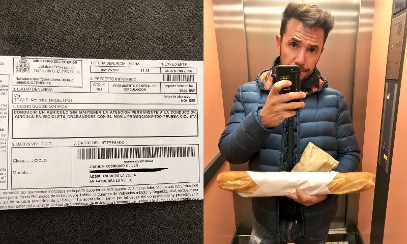 'Purito' Rodríguez, multado por grabarse en la bici con el móvil