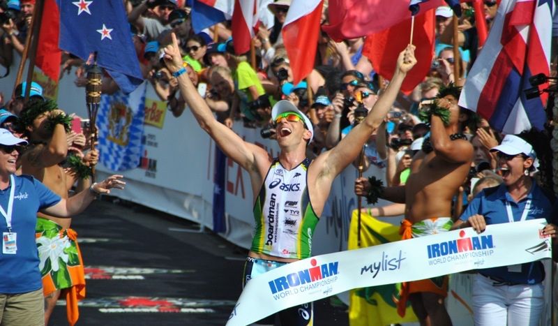 Jacobs, en la llegada del Mundial Ironman de Kona en 2012.