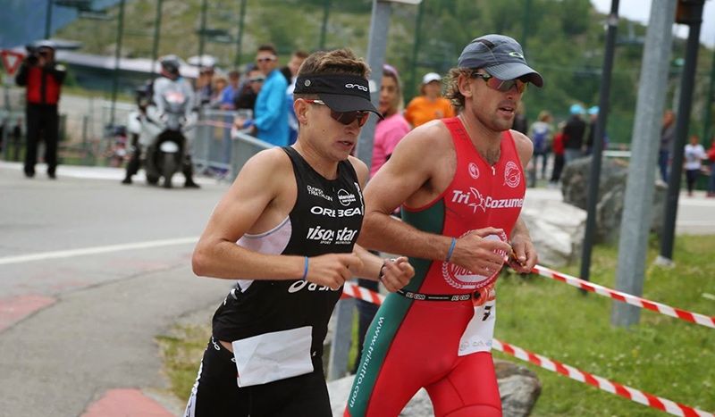 Moreno, en la carrera a pie del Triathlon Alpe d'Huez 2014.