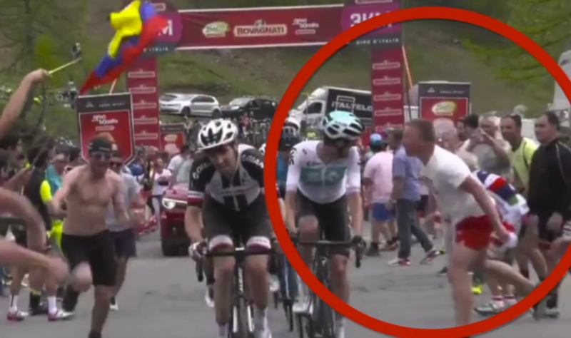 (VÍDEO) Lamentable escupitajo de un aficionado a Chris Froome