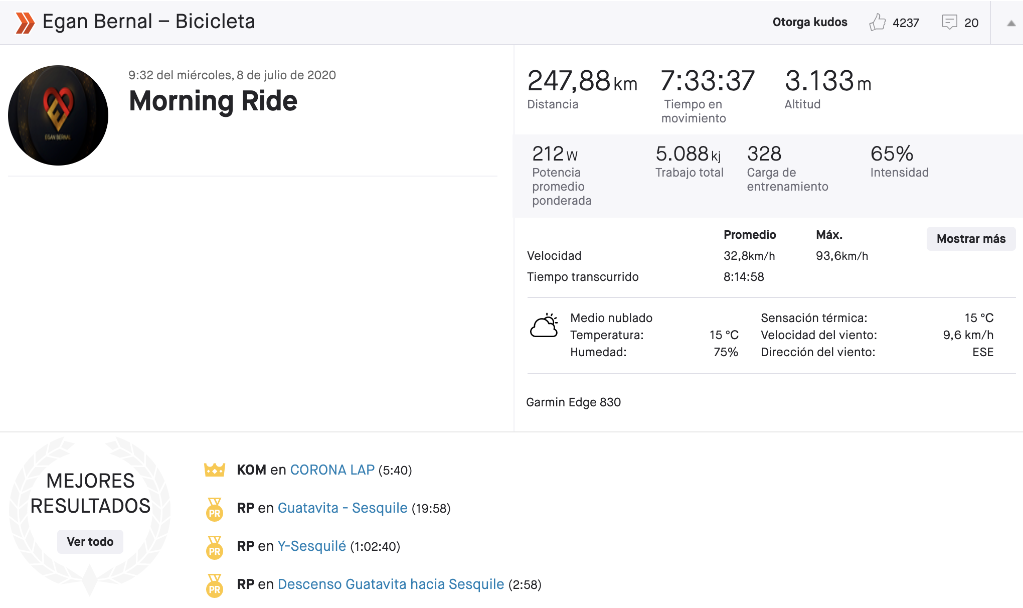 El campeón del Tour continúa con sus entrenos "apocalípticos".