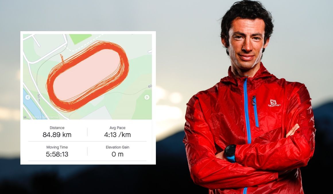 Kilian Jornet corre 84 kilómetros en pista para probar estrategias nutricionales.