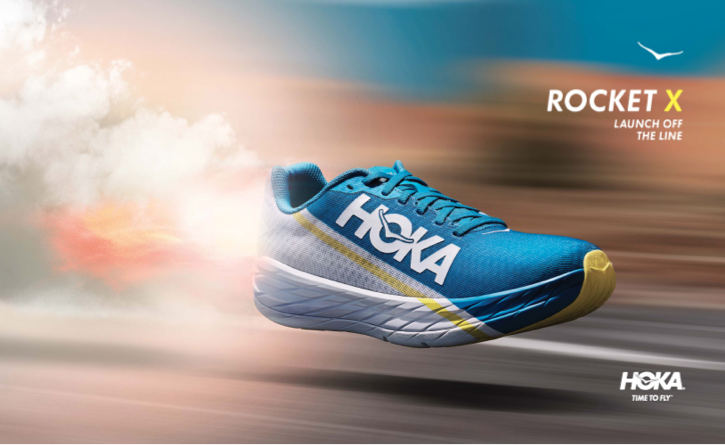 Así son las nuevas HOKA ONE ONE Rocket X: con placa de fibra de carbono y mediasuela ultrareactiva.